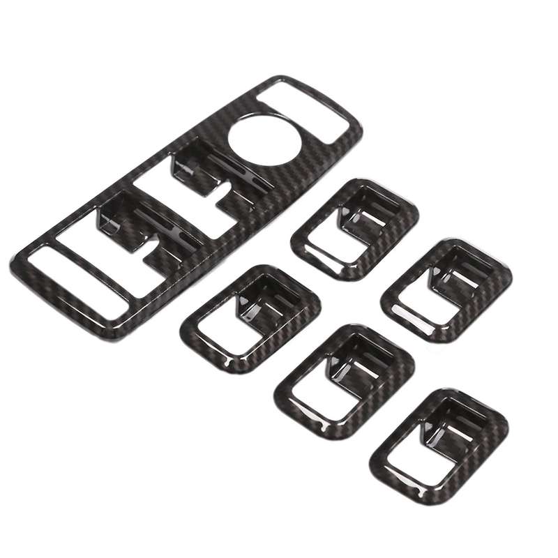 for GLS 6Pcs Carbon Fiber ABS Door Window Switch Panel Cover Car Stylings Trim