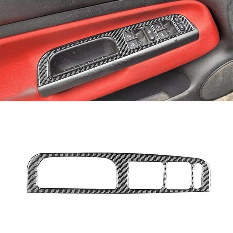 for Golf 4 MK4 1999-2004 LHD Soft Carbon Fiber Car Door Window Lift Switch Button Frame Cover Trim A