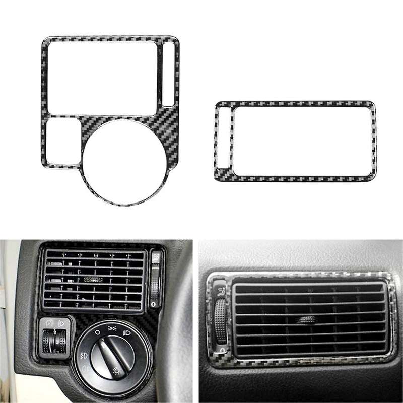 for Golf 4 MK4 1999-2004 LHD Soft Carbon Fiber Car Dashboard Side Air Condition Outlet Vent Cover Tr