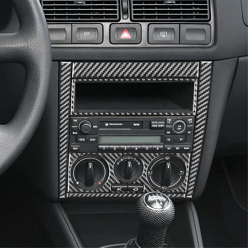 for Golf 4 Mk4 1999-2004 Soft Carbon Fiber Center Control Cd Air Conditioner Radio Panel Frame Cove