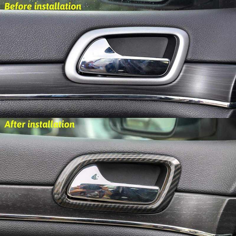 for Grand 2011-2020 Car Inner Door Handle Bowl Cover Trim Decorative Frame Accessories, Carbon Fiber