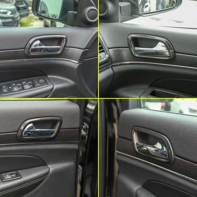 for Grand 2011-2020 Car Inner Door Handle Bowl Cover Trim Decorative Frame Accessories, Carbon Fiber