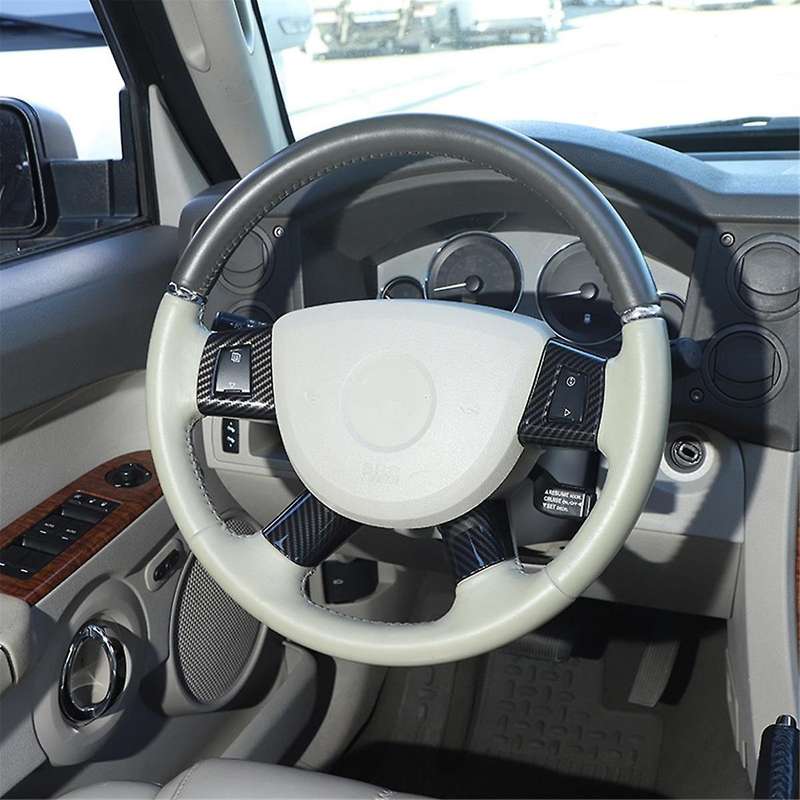 for Grand Commander 2006-2010 Car Steering Wheel Button Cover Trim Sticker (ABS Carbon Fiber)