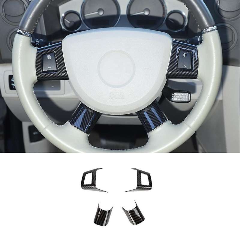 for Grand Commander 2006-2010 Car Steering Wheel Button Cover Trim Sticker (ABS Carbon Fiber)