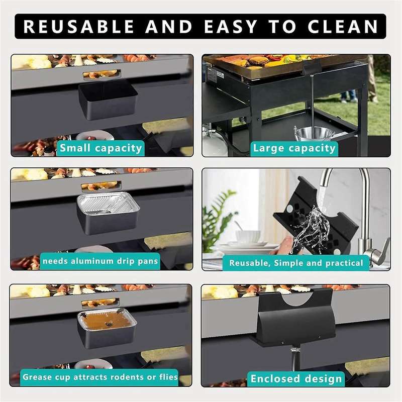 for Grease Catcher, Rear Grease Drainage Funnel for Grease Catcher Upgrade, Griddle Accessories