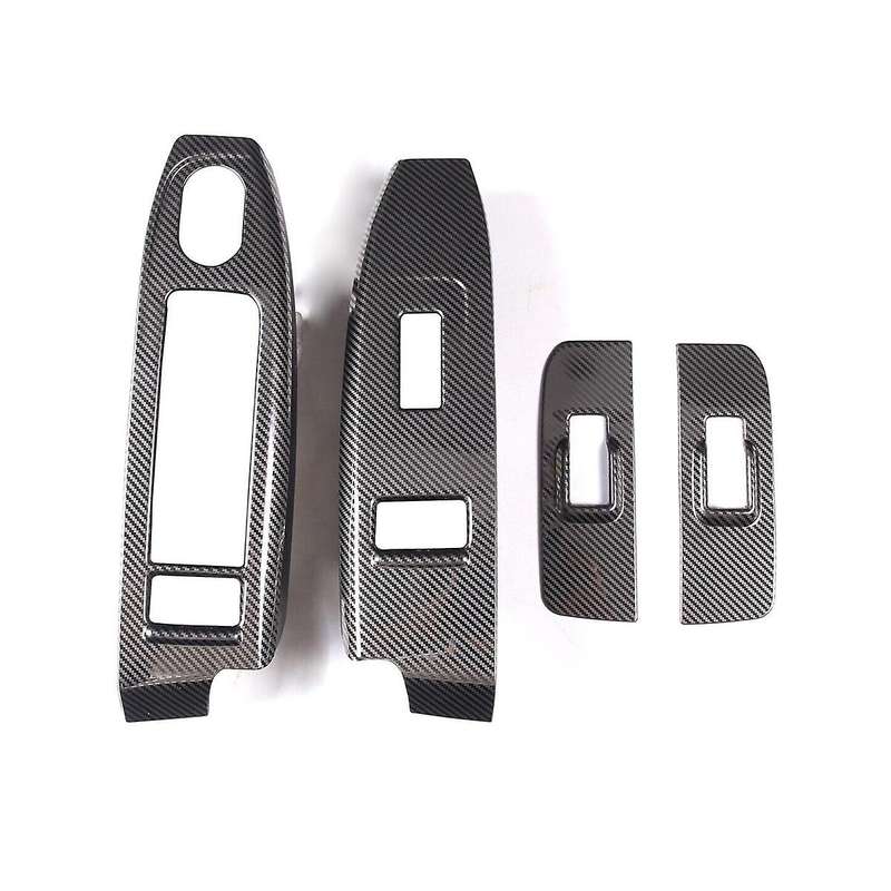 for H3 2005-2007 Stainless Steel Carbon Car Door Window Glass Lift Switch Frame Cover Trim Sticker A