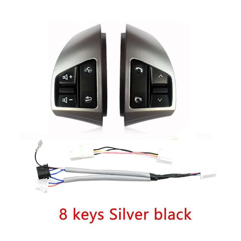 for HD 2008-2016 Multifunction Steering Wheel Control Button Switch Audio Control Silver 8 Keys