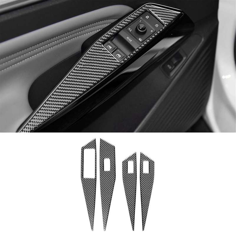 for ID.4 ID4 2021-2023 LHD Carbon Fiber Car Door Window Glass Lift Switch Button Trim Frame Decorate
