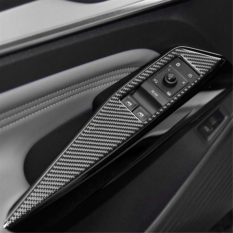 for ID.4 ID4 2021-2023 LHD Carbon Fiber Car Door Window Glass Lift Switch Button Trim Frame Decorate