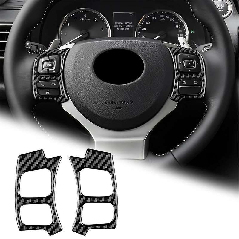 for Is250 Is200t Is300 Is350 2013-2019 Carbon Fiber Car Steering Wheel Button Panel Cover Decal Tri