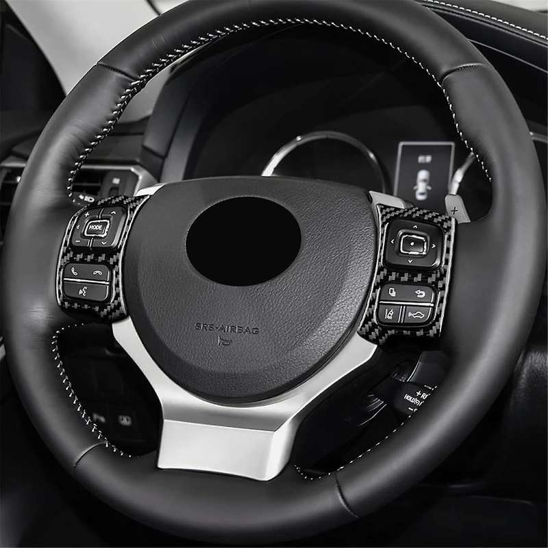 for Is250 Is200t Is300 Is350 2013-2019 Carbon Fiber Car Steering Wheel Button Panel Cover Decal Tri