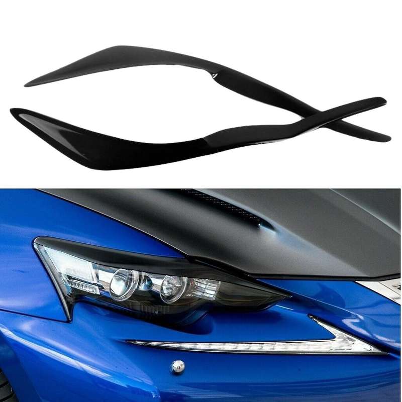 for IS300 IS250 IS200T 2017-2019 Glossy Black Car Sticker Front Headlights Eyebrow Eyelid Trim Cover