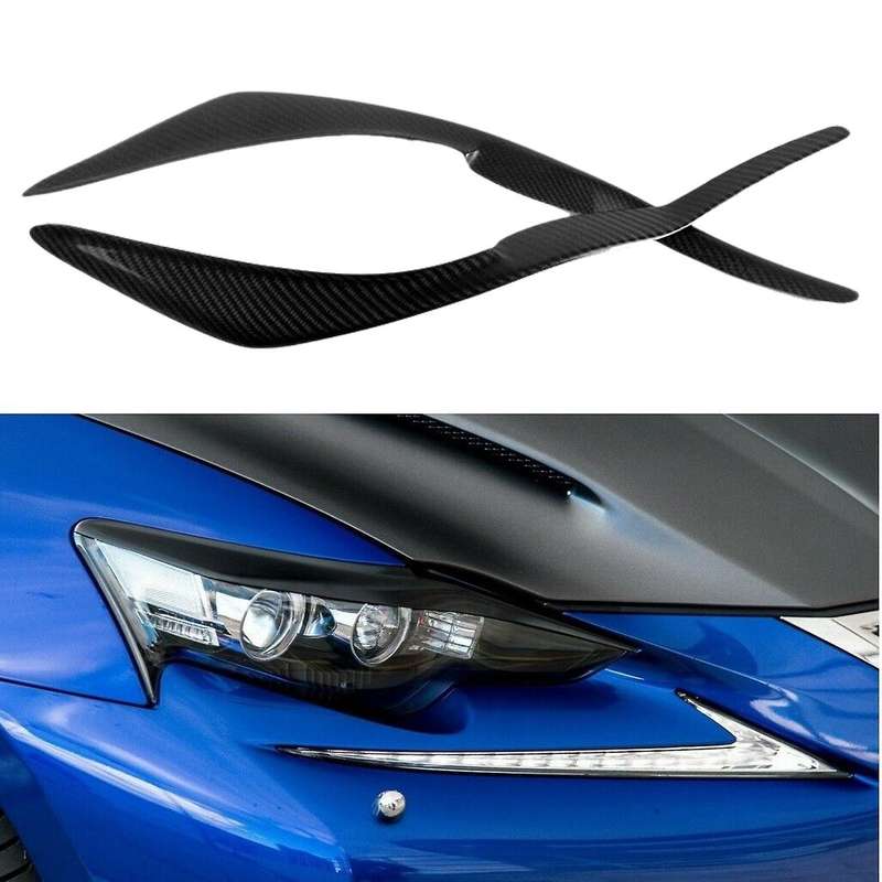 for IS300 IS250 IS200T 2017-2019 Carbon Fiber Car Sticker Front Headlights Eyebrow Eyelid Trim Cover