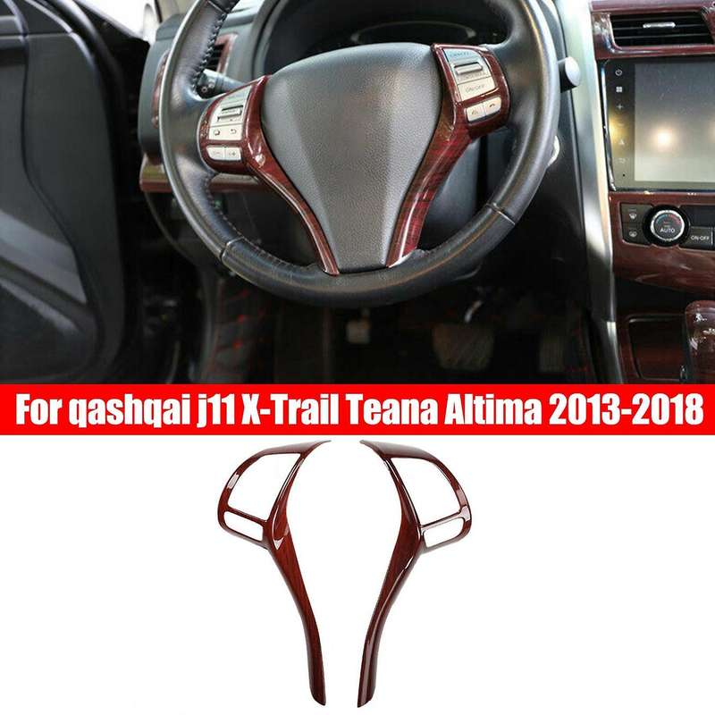 for J11 Teana Altima 2013-2018 Wood Grain Steering Wheel Switch Button Cap Cover Strip Trim