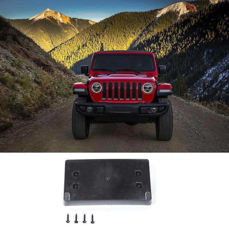 for JL Front License Plate Mounting Bracket for 2018-2020 Wrangler JL JLU & JT, ABS Black