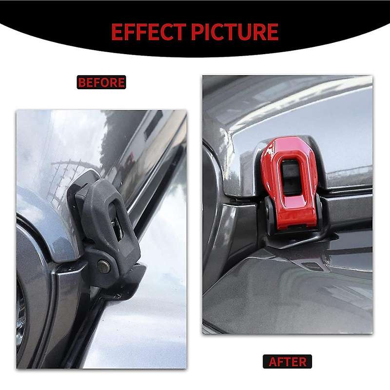 for JL Hood Lock Latches Cover Catch Bracket Cover Decor Trim for 2018-2021 JL JLU JT Red