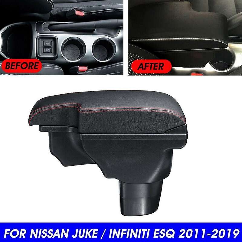 for Juke ESQ 2011-2019 Central Armrest Consoles Storage Box Handrails Double Layer Storage W/ 3 USB
