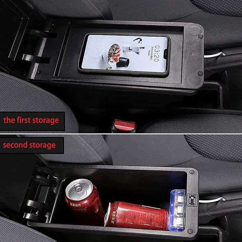 for Juke ESQ 2011-2019 Central Armrest Consoles Storage Box Handrails Double Layer Storage W/ 3 USB
