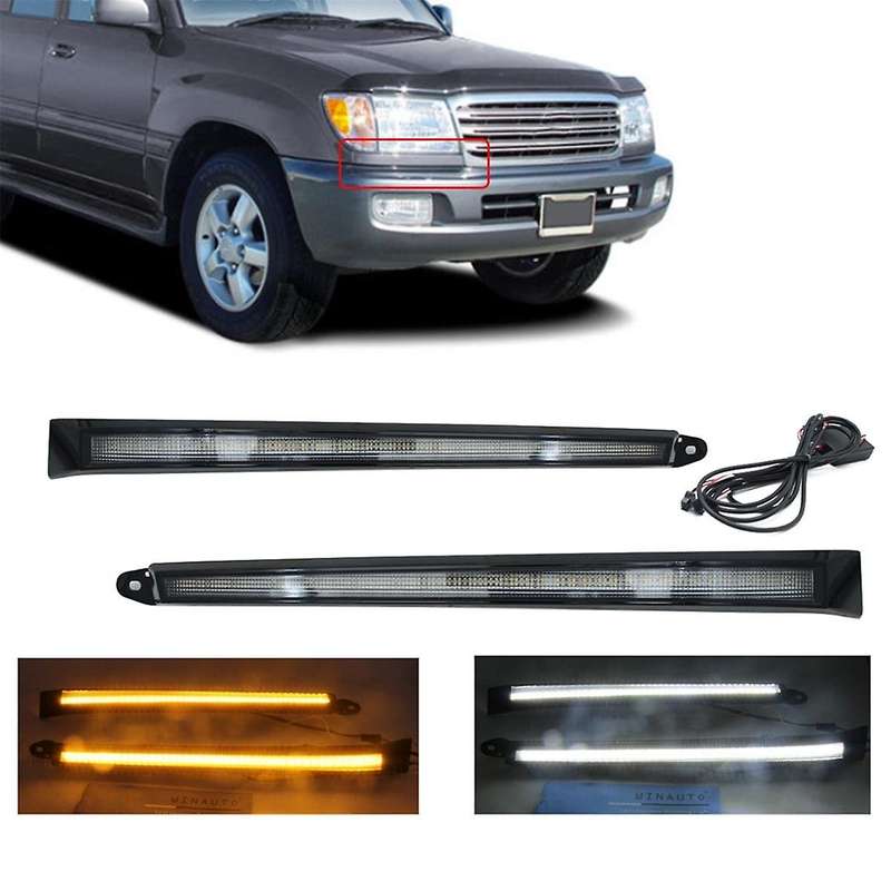 for Land Cruiser 100 Lc100 Dynamic Turn Signal Waterproof Car Drl Daytime Running Light Led Fog Lamp