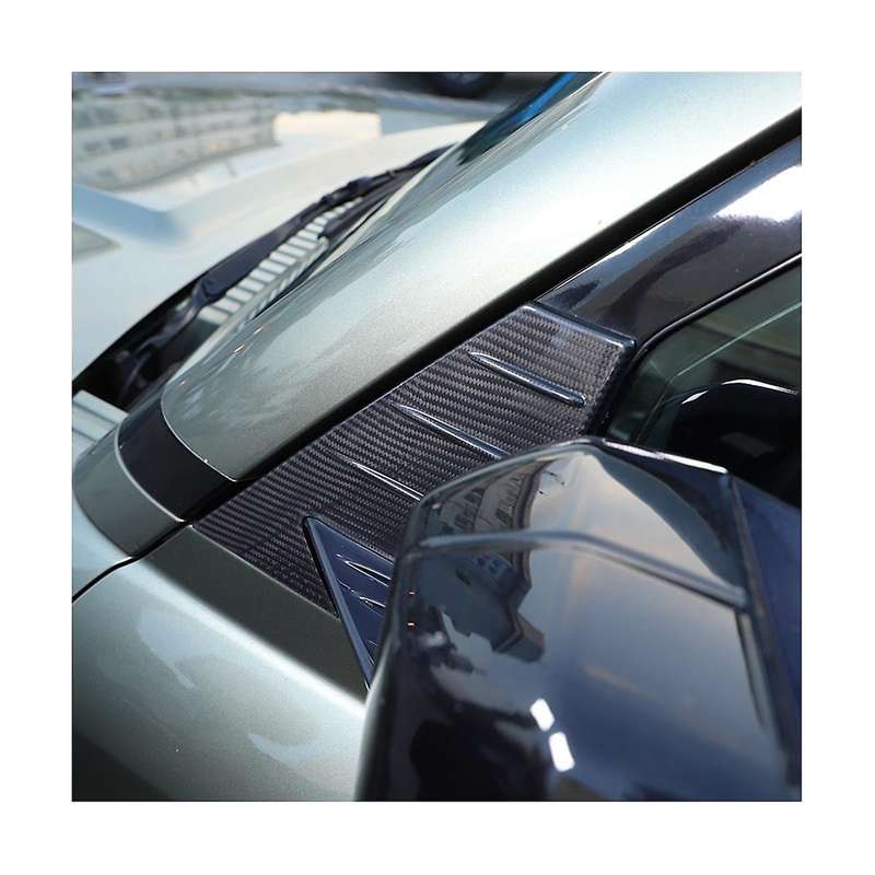 for Land 90 110 2020-2023 Dry Carbon Fiber Car A Pillar Triangle Cover Decoration Frame Trim Access