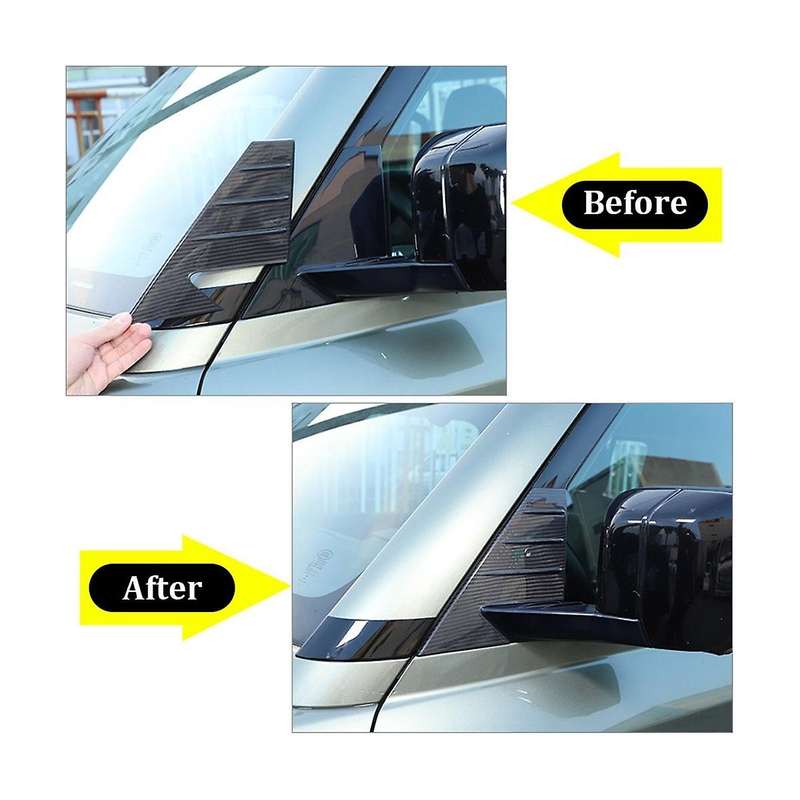 for Land 90 110 2020-2023 Dry Carbon Fiber Car A Pillar Triangle Cover Decoration Frame Trim Access