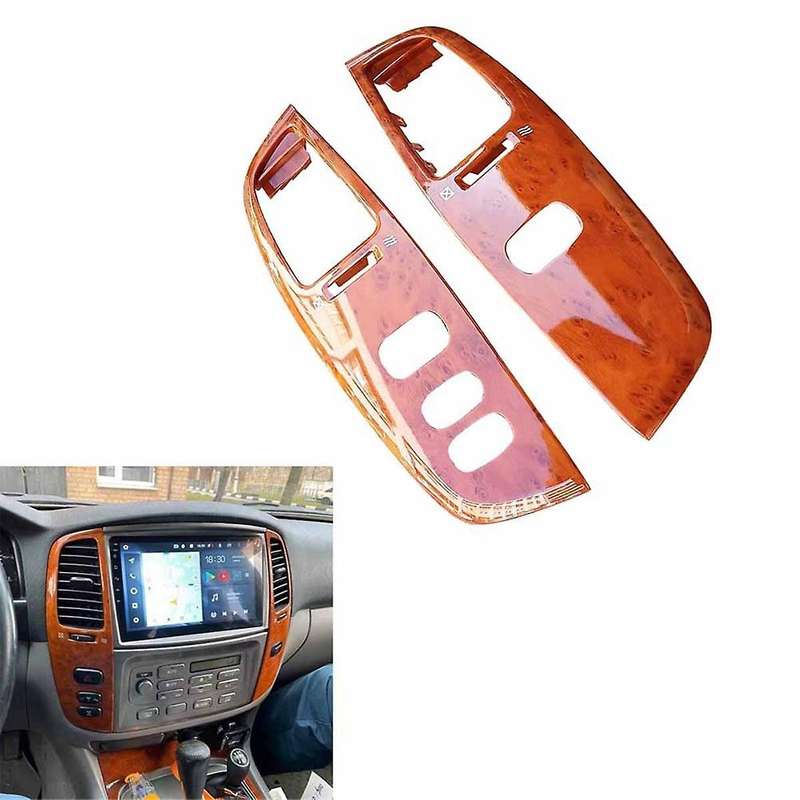 for Land Cruiser LC100 FJ100 Ujz100 Car Dashboard Panel Air Conditioner Outlet Vents Trim Wood Grain