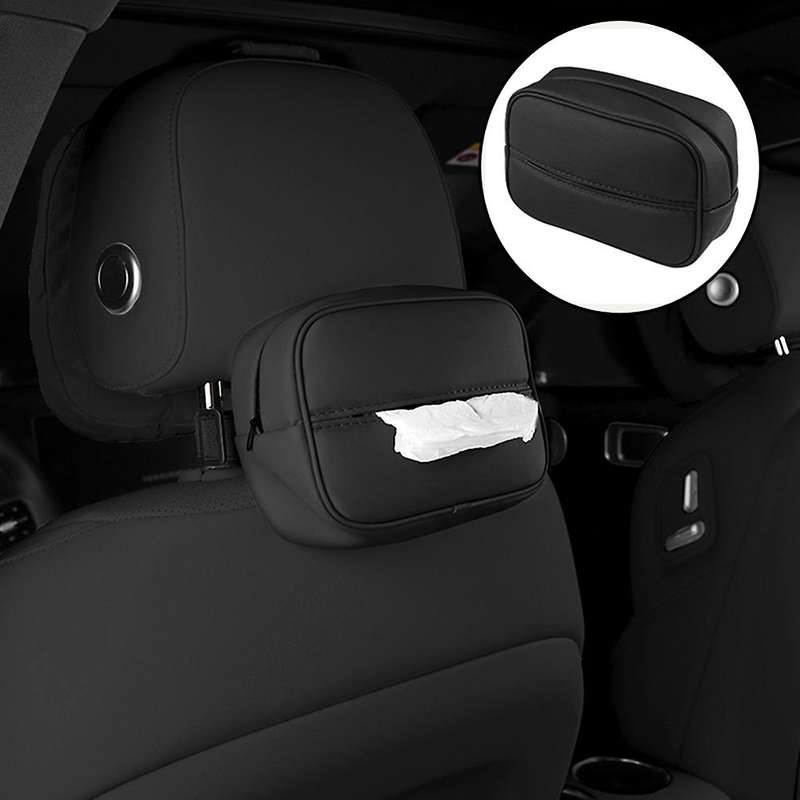 for LEADING IDEAL Lixiang L7 L8 L9 2022 2023 Car Tissue Bag Headrest Hanging Paper Drawer, Black