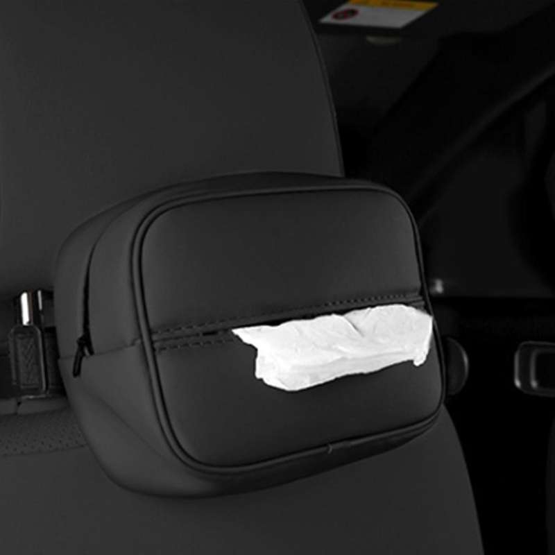 for LEADING IDEAL Lixiang L7 L8 L9 2022 2023 Car Tissue Bag Headrest Hanging Paper Drawer, Black