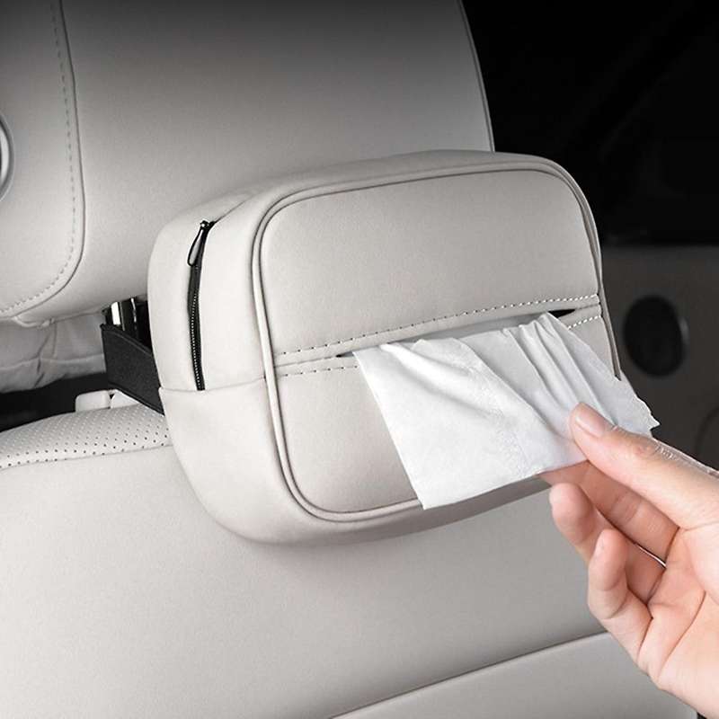 for LEADING IDEAL Lixiang L7 L8 L9 2022 2023 Car Tissue Bag Headrest Hanging Paper Drawer, White
