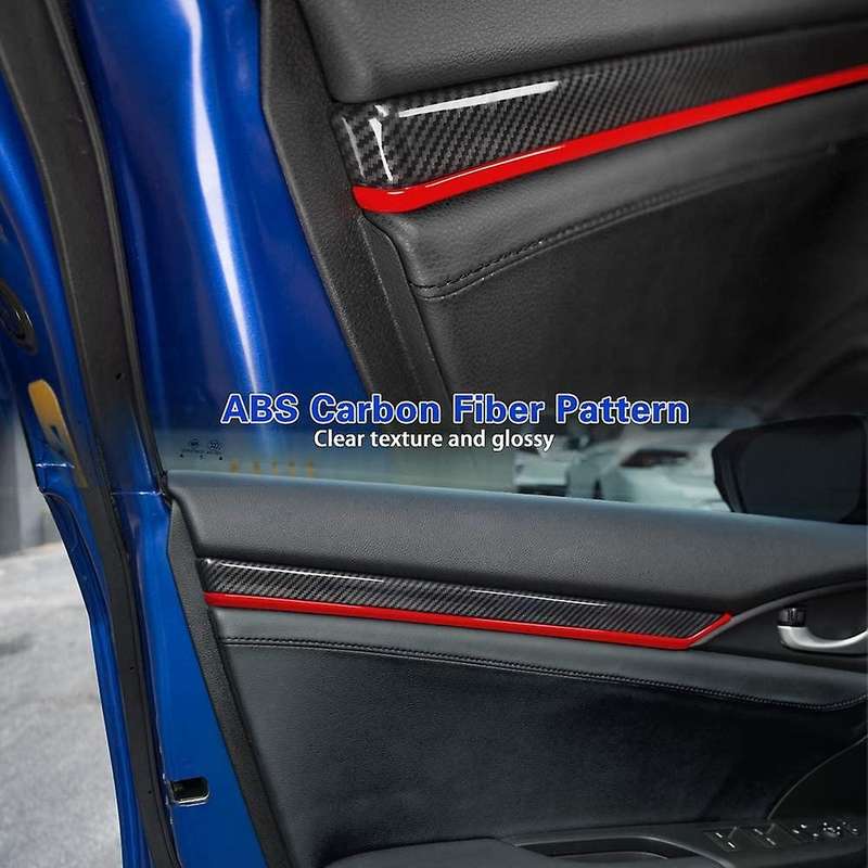 for LX EX Sport 2016-2020 Carbon Fiber Inner Door Panels Strip Decoration Cover Trim (with Red Trims