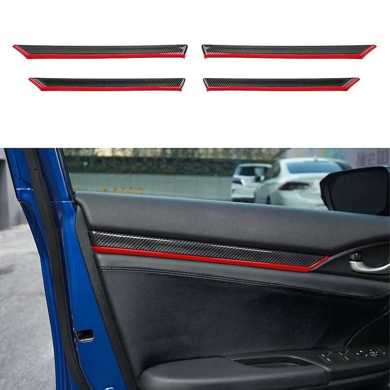 for LX EX Sport 2016-2020 Carbon Fiber Inner Door Panels Strip Decoration Cover Trim (with Red Trims