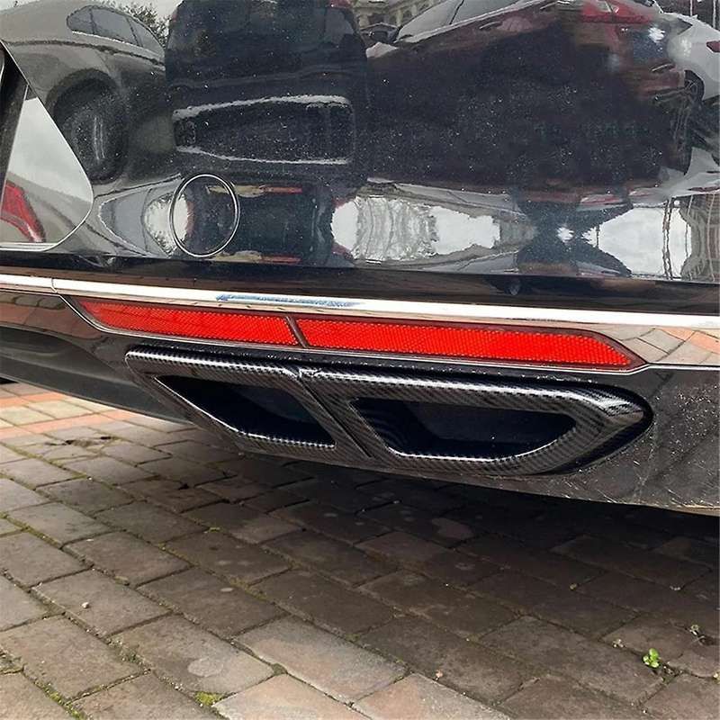 for Magotan B8 2016-2019 Rear Lip Bumper Spoiler Car Tail Throat Frame Exhaust Pipe Trim Carbon Fibe