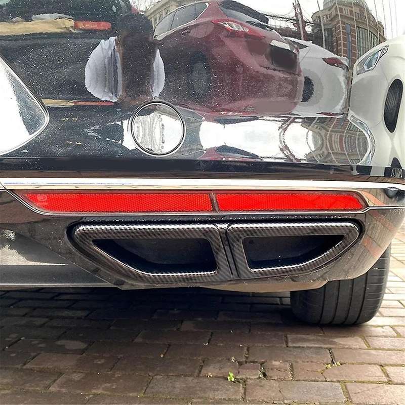 for Magotan B8 2016-2019 Rear Lip Bumper Spoiler Car Tail Throat Frame Exhaust Pipe Trim Carbon Fibe