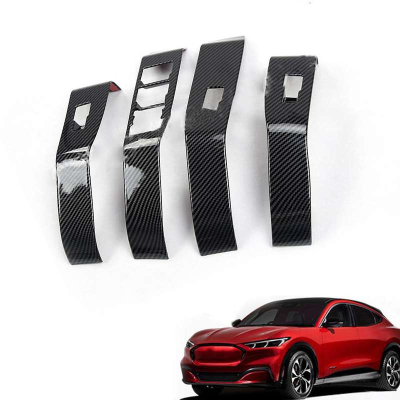 for MACH-E 2021 2022 Door Window Lift Panel Door Window Switch Cover Trim, Carbon Fiber Pattern
