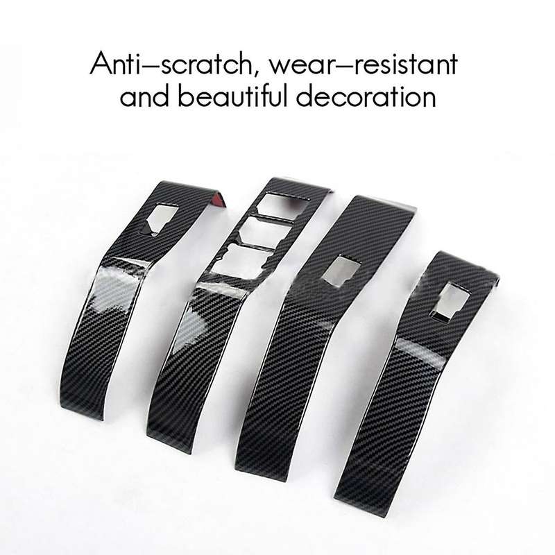 for MACH-E 2021 2022 Door Window Lift Panel Door Window Switch Cover Trim, Carbon Fiber Pattern