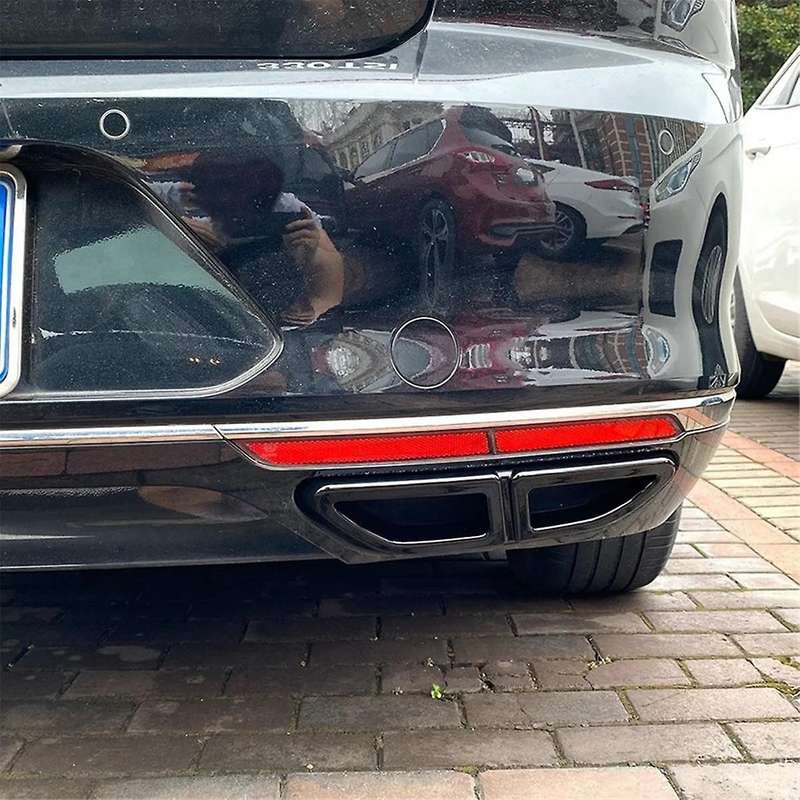 for Magotan B8 2016-2019 Rear Lip Bumper Spoiler Car Tail Throat Frame Exhaust Pipe Trim Glossy Blac