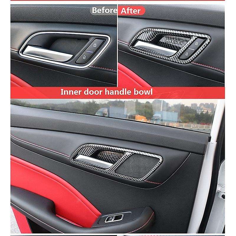 for MG 6 MG6 2020 2021 ABS Carbon Fiber Car Inner Door Handle Bowl Protector Frame Cover Trim Car Ac