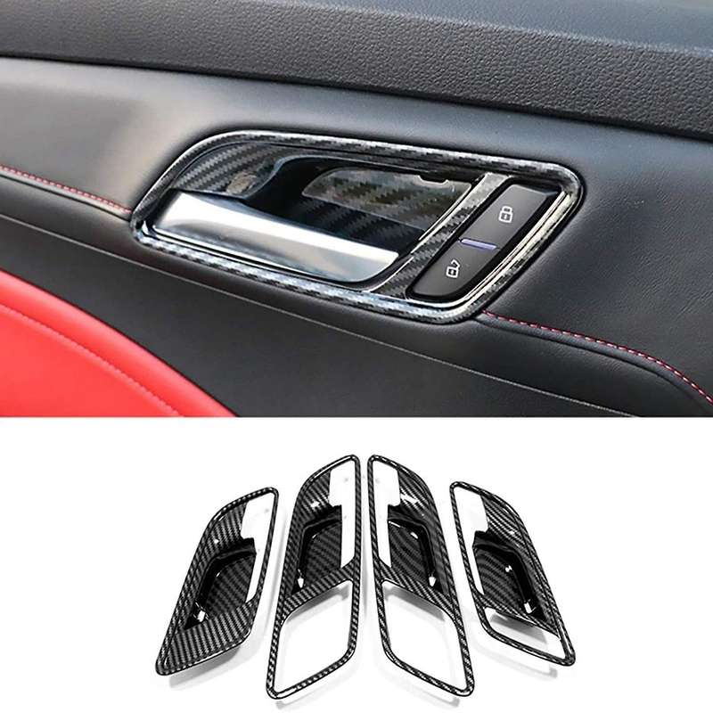 for MG 6 MG6 2020 2021 ABS Carbon Fiber Car Inner Door Handle Bowl Protector Frame Cover Trim Car Ac