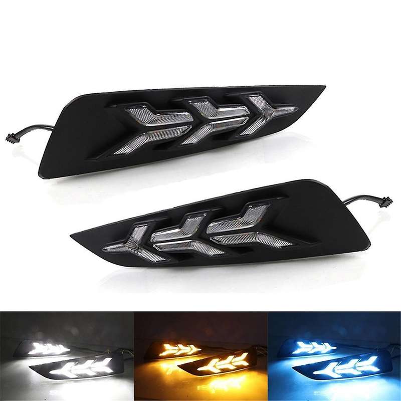 for MG6 MG 6 2017-2019 Car LED Fog Lamp Turn Signal Light DRL Daytime Running Light , Yellow+White+B