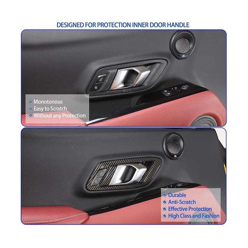for Mk5 A90 2019-2022 Carbon Fiber Car Inner Door Handle Frame Trim Stickers Protection