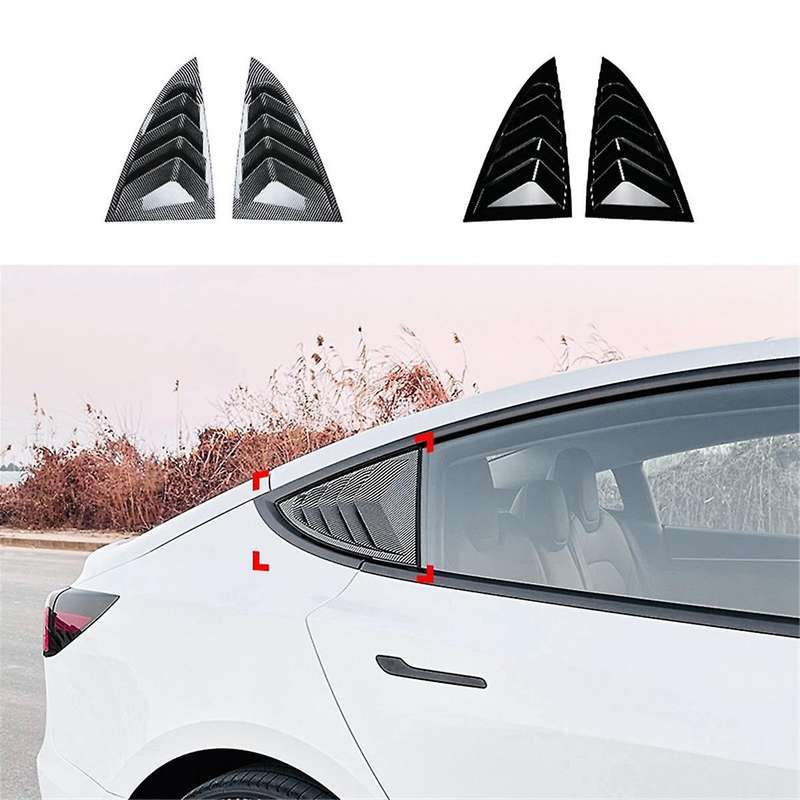 for Model 3 2024+ Rear Side Window Louvers Scoop Shades Cover Blinds Spoiler Carbon Fiber