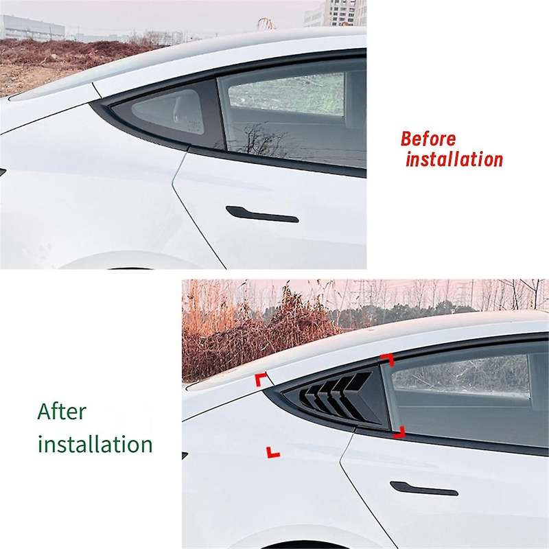 for Model 3 2024+ Rear Side Window Louvers Scoop Shades Cover Blinds Spoiler Gloss Black