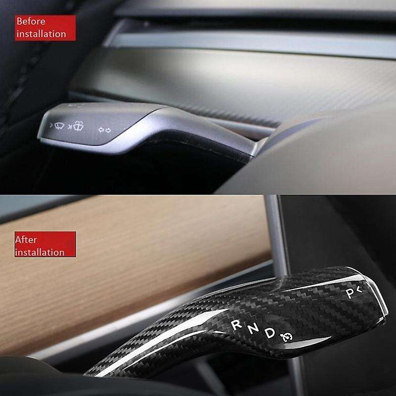 for Model 3 Model Y 2016-19 Car Carbon Fiber Wiper Shift Trim Steering Wheel Shift Paddle Cover Acce