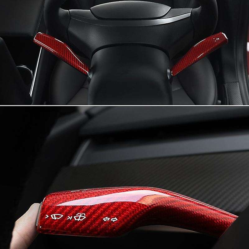 for Model 3 Model Y 2016-2019 Car Carbon Fiber Wiper Shift Trim Steering Wheel Shift Paddle Cover Ac