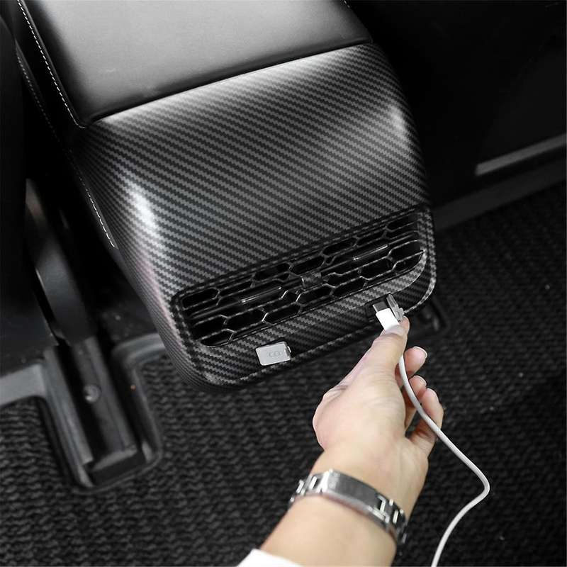 for Model 3 Model Y 2021-2023 Car Rear Air Condition Vent Outlet Cover Trim Interior Accessories Abs