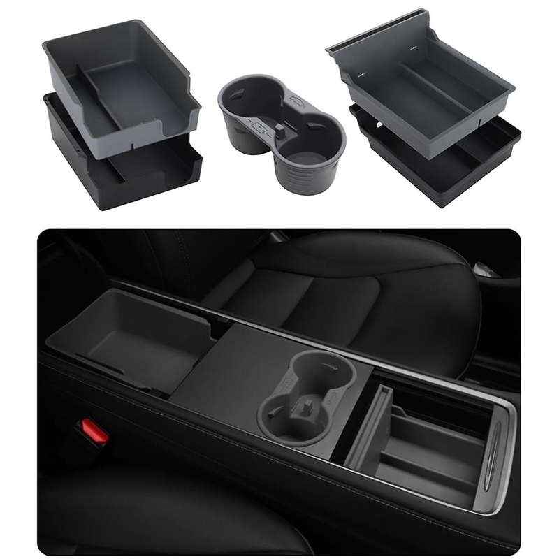 for Model 3 Model Y 2021-2023 Center Console Organizer Armrest Storage Box Cup Holder Insert Access