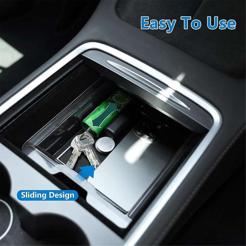 for Model 3 Model Y 2021-2023 Center Console Organizer Tray Hidden Armrest Privacy Storage Box - 3p