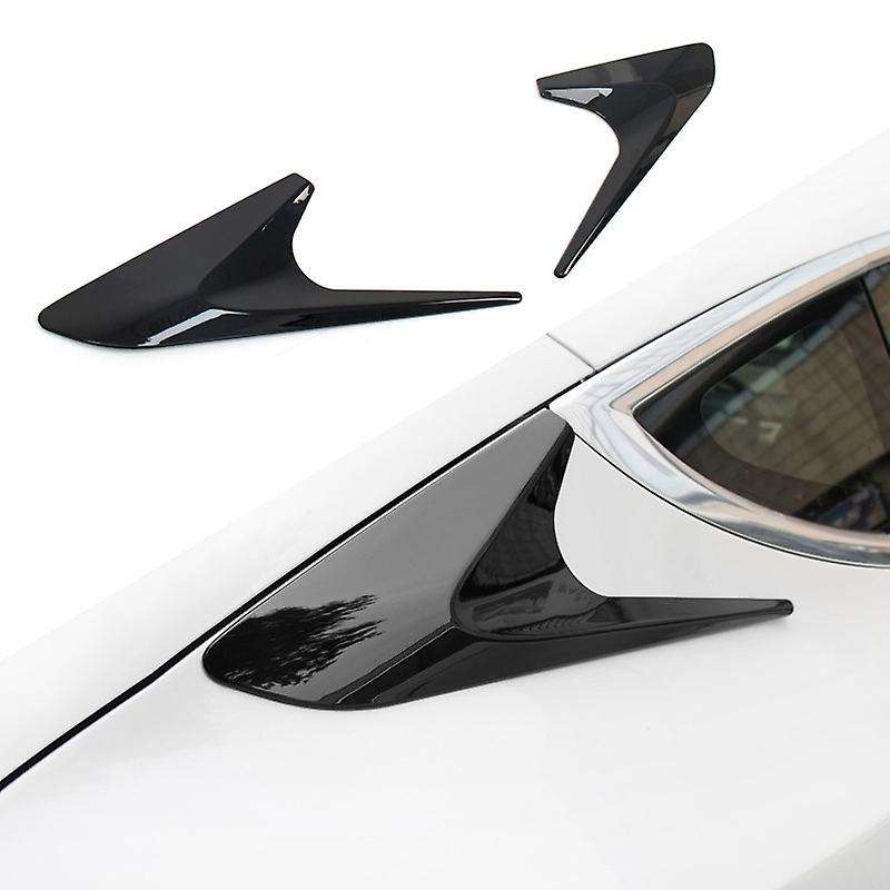for Model 3 Rear Side Window Splitter Spoiler Side Cover Trim Stickers Glossy Black