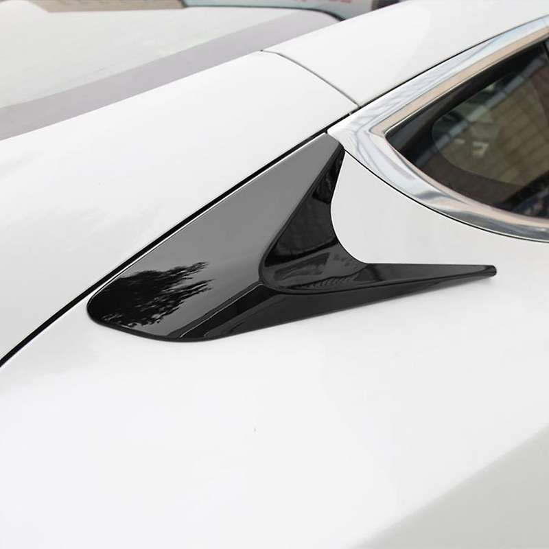 for Model 3 Rear Side Window Splitter Spoiler Side Cover Trim Stickers Glossy Black