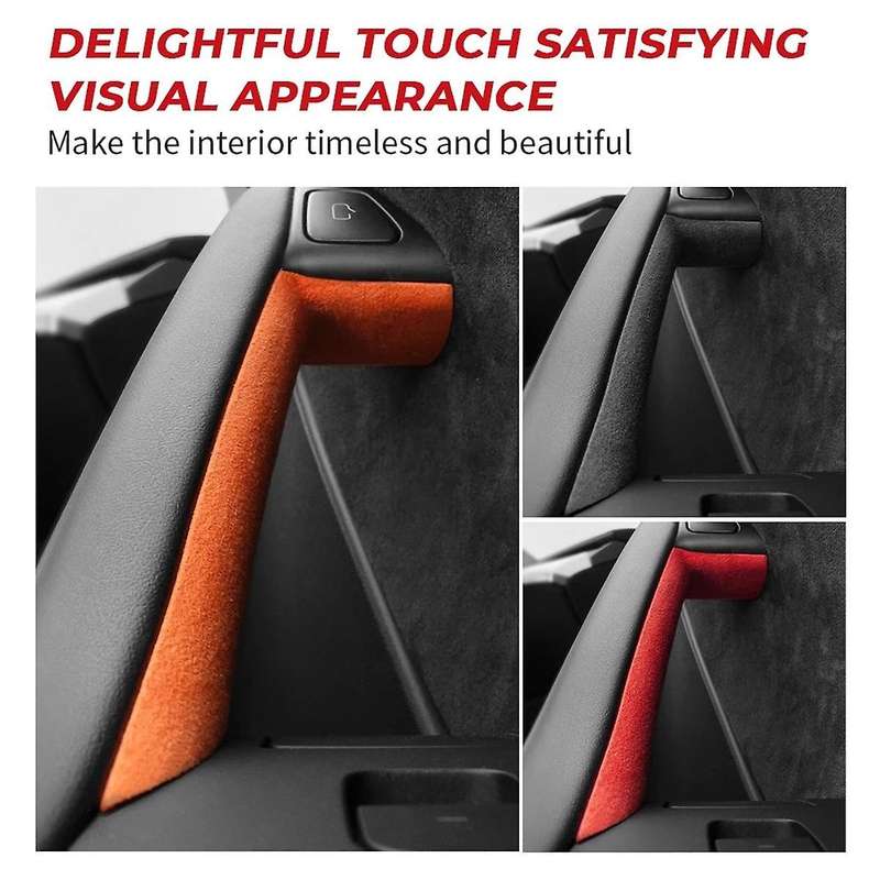 for Model 3 Y 2018-2023 Inside Door Handle Sticker Inner Protector Cover Italy Suede Car Interior B